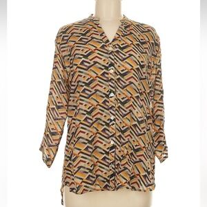 A.P.N.Y. Multicolor Geometric Button-Down Blouse